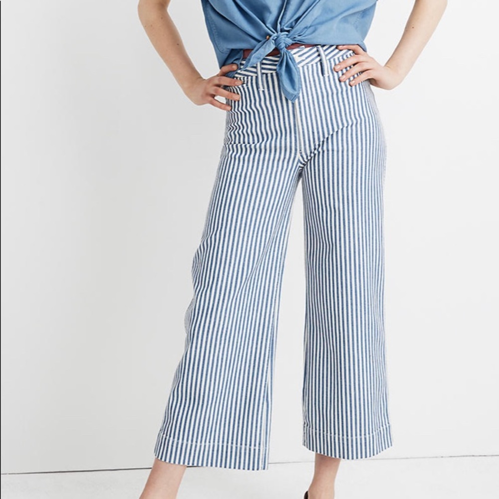 Madewell Emmett Wide-Leg Crop Pants in Stripe